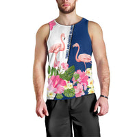 Turks and Caicos Islands Men Tank Top with Flamingos Floral Pattern and National Crest Design - Wonder Print Shop