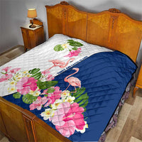 Turks and Caicos Islands Quilt with Flamingos Floral Pattern and National Crest Design - Wonder Print Shop