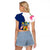 Turks and Caicos Islands Raglan Cropped T Shirt with Flamingos Floral Pattern and National Crest Design - Wonder Print Shop