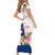 Turks and Caicos Islands Short Sleeve Bodycon Dress with Flamingos Floral Pattern and National Crest Design - Wonder Print Shop