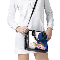 Turks and Caicos Islands Shoulder Handbag with Flamingos Floral Pattern and National Crest Design - Wonder Print Shop