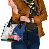 Turks and Caicos Islands Shoulder Handbag with Flamingos Floral Pattern and National Crest Design - Wonder Print Shop