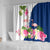 Turks and Caicos Islands Shower Curtain with Flamingos Floral Pattern and National Crest Design - Wonder Print Shop