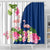 Turks and Caicos Islands Shower Curtain with Flamingos Floral Pattern and National Crest Design - Wonder Print Shop