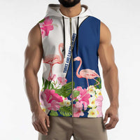 Turks and Caicos Islands Sleeveless Zip Hoodie with Flamingos Floral Pattern and National Crest Design - Wonder Print Shop