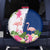 Turks and Caicos Islands Spare Tire Cover with Flamingos Floral Pattern and National Crest Design - Wonder Print Shop
