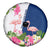 Turks and Caicos Islands Spare Tire Cover with Flamingos Floral Pattern and National Crest Design - Wonder Print Shop