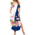 Turks and Caicos Islands Summer Maxi Dress with Flamingos Floral Pattern and National Crest Design - Wonder Print Shop