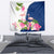 Turks and Caicos Islands Tapestry with Flamingos Floral Pattern and National Crest Design - Wonder Print Shop