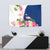 Turks and Caicos Islands Tapestry with Flamingos Floral Pattern and National Crest Design - Wonder Print Shop
