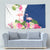 Turks and Caicos Islands Tapestry with Flamingos Floral Pattern and National Crest Design - Wonder Print Shop