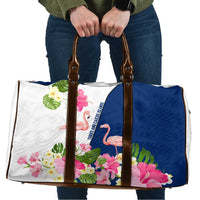 Turks and Caicos Islands Travel Bag with Flamingos Floral Pattern and National Crest Design - Wonder Print Shop