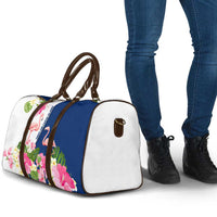 Turks and Caicos Islands Travel Bag with Flamingos Floral Pattern and National Crest Design - Wonder Print Shop