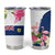 Turks and Caicos Islands Tumbler Cup with Flamingos Floral Pattern and National Crest Design - Wonder Print Shop