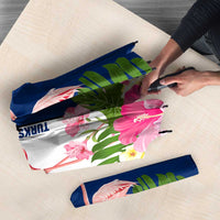 Turks and Caicos Islands Umbrella with Flamingos Floral Pattern and National Crest Design - Wonder Print Shop
