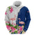 Turks and Caicos Islands Zip Hoodie with Flamingos Floral Pattern and National Crest Design - Wonder Print Shop