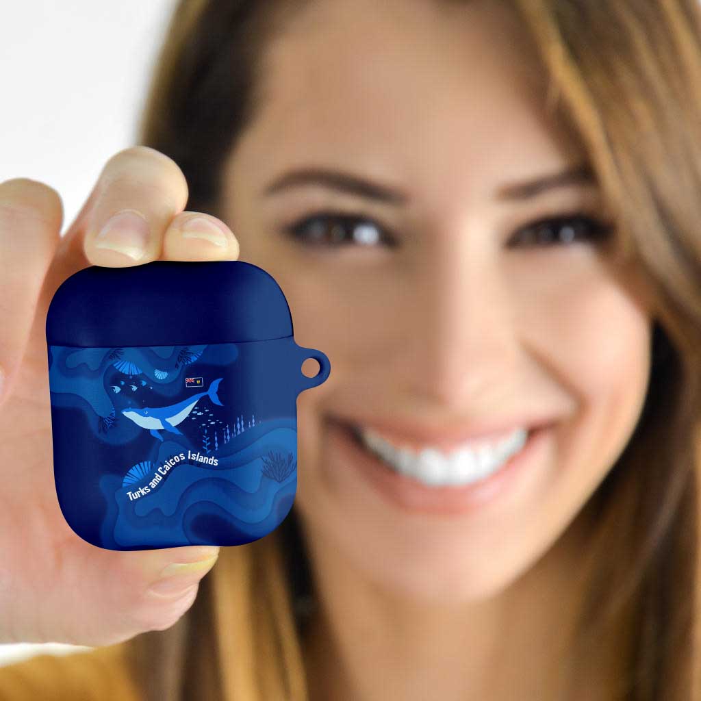 Turks and Caicos Islands AirPods Case with Blue Ocean Whale and Coral Reef Design - Wonder Print Shop