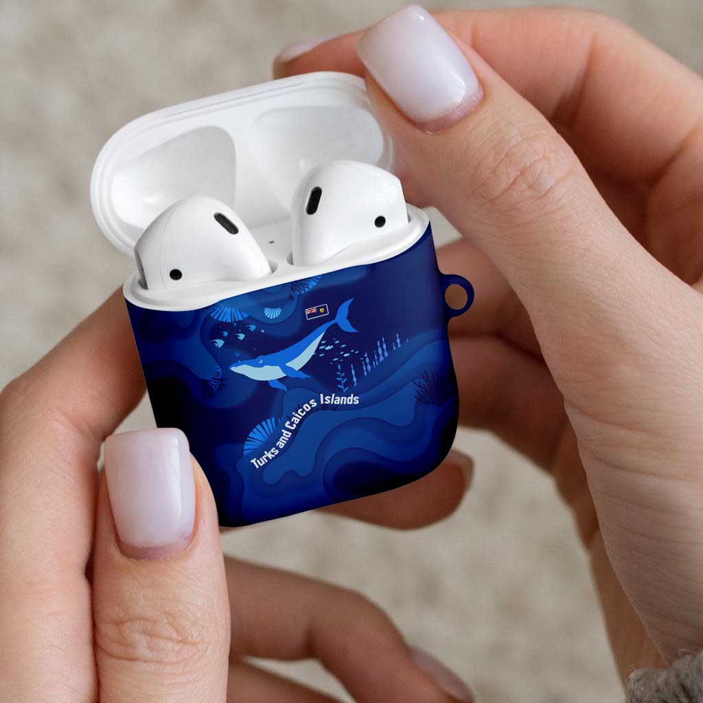 Turks and Caicos Islands AirPods Case with Blue Ocean Whale and Coral Reef Design - Wonder Print Shop