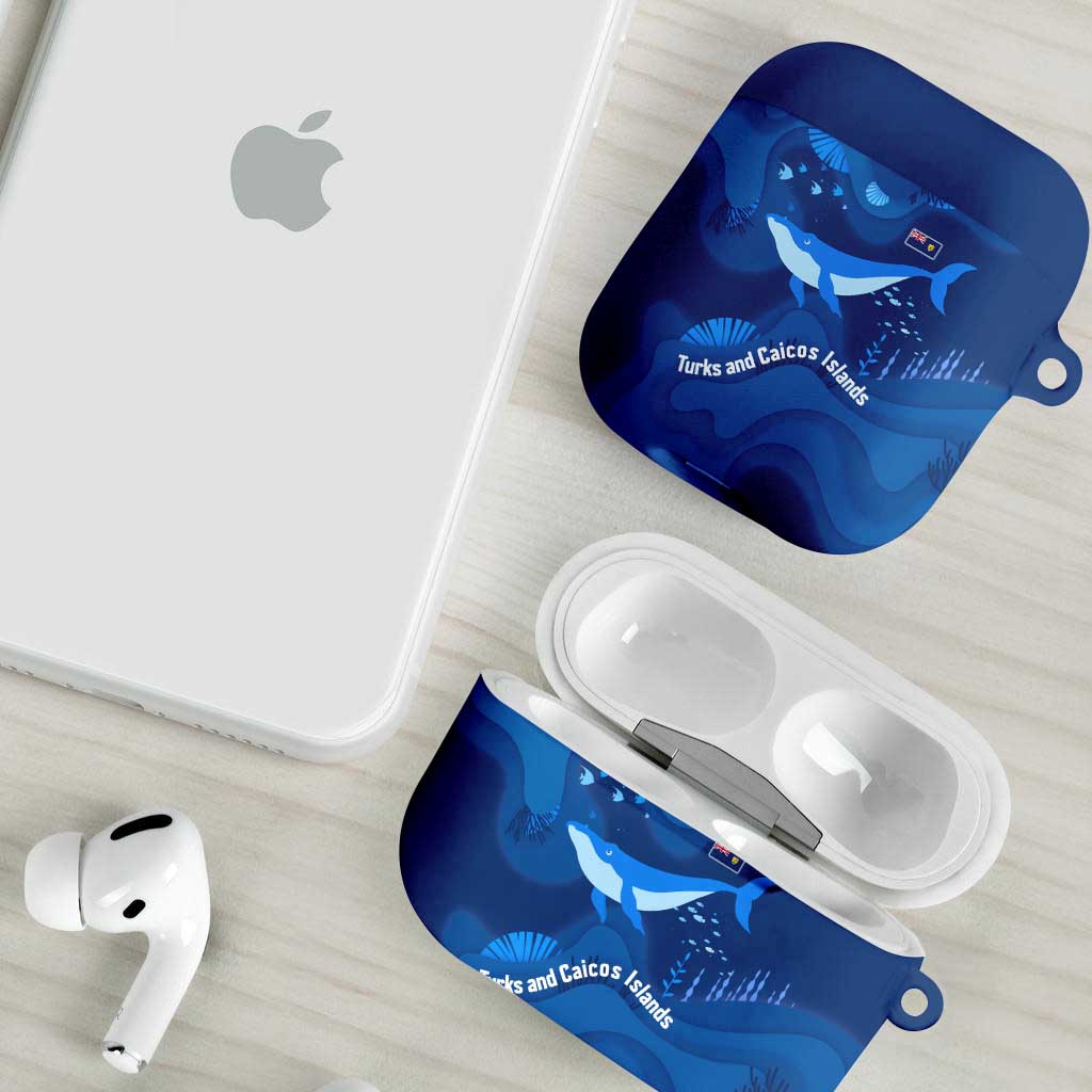 Turks and Caicos Islands AirPods Case with Blue Ocean Whale and Coral Reef Design - Wonder Print Shop