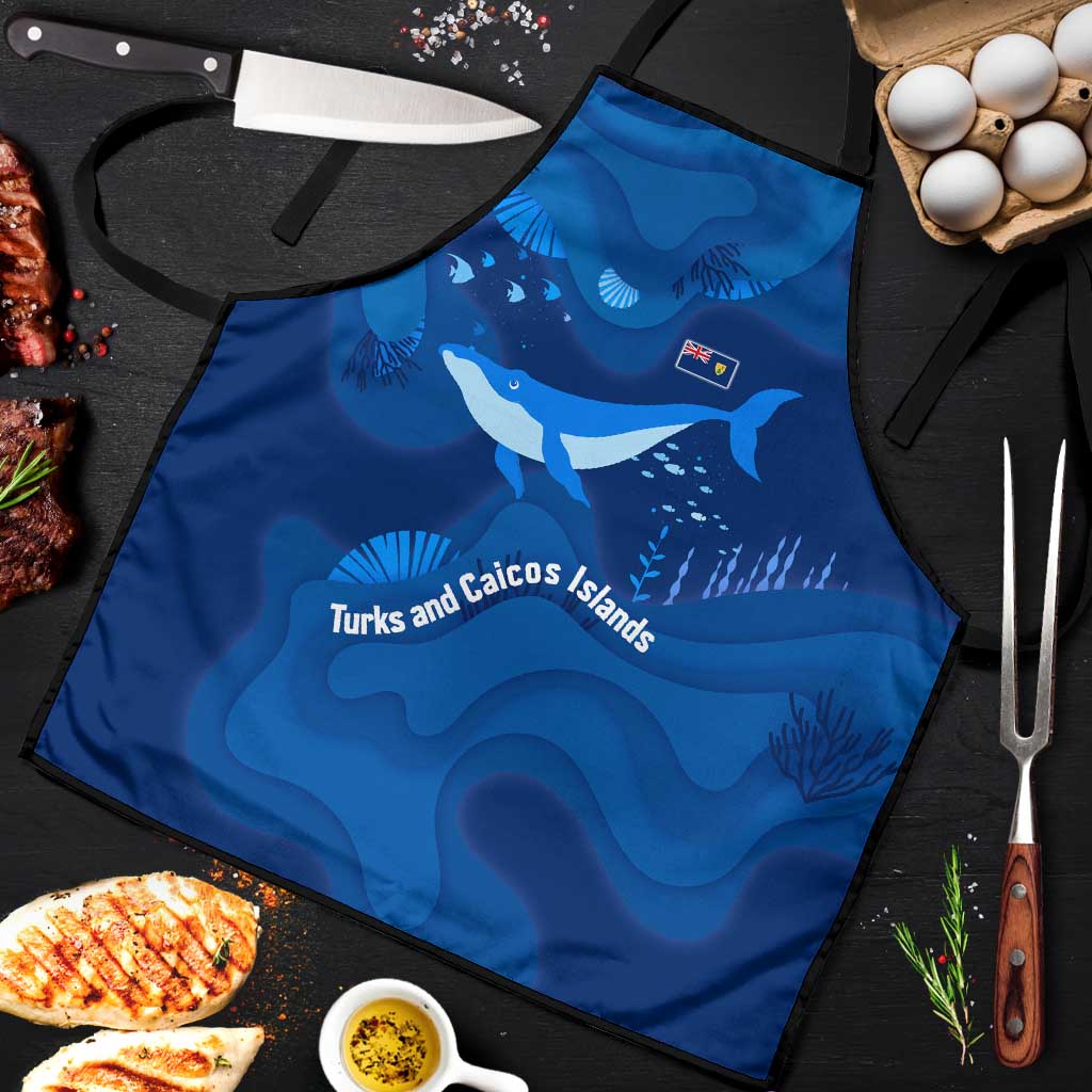 Turks and Caicos Islands Apron with Blue Ocean Whale and Coral Reef Design - Wonder Print Shop