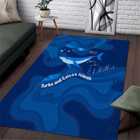 Turks and Caicos Islands Area Rug with Blue Ocean Whale and Coral Reef Design - Wonder Print Shop