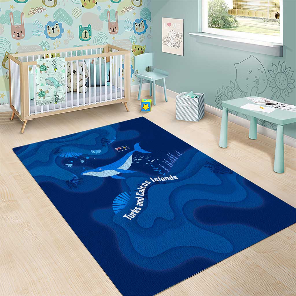 Turks and Caicos Islands Area Rug with Blue Ocean Whale and Coral Reef Design - Wonder Print Shop