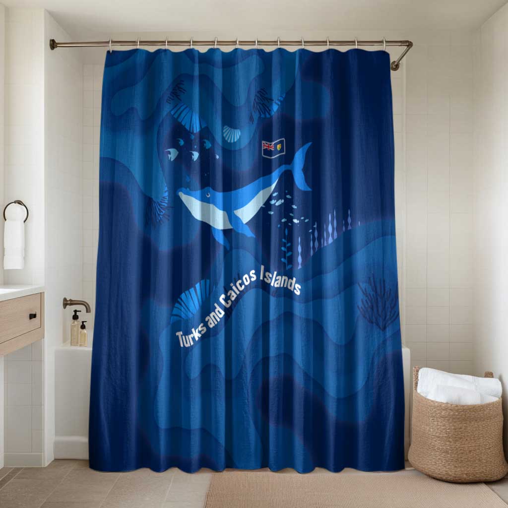 Turks and Caicos Islands Bathroom Set with Blue Ocean Whale and Coral Reef Design - Wonder Print Shop
