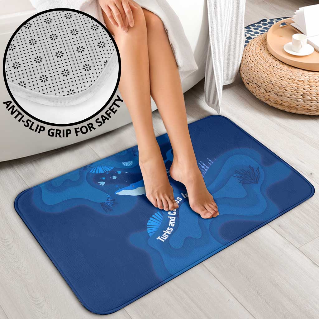 Turks and Caicos Islands Bathroom Set with Blue Ocean Whale and Coral Reef Design - Wonder Print Shop