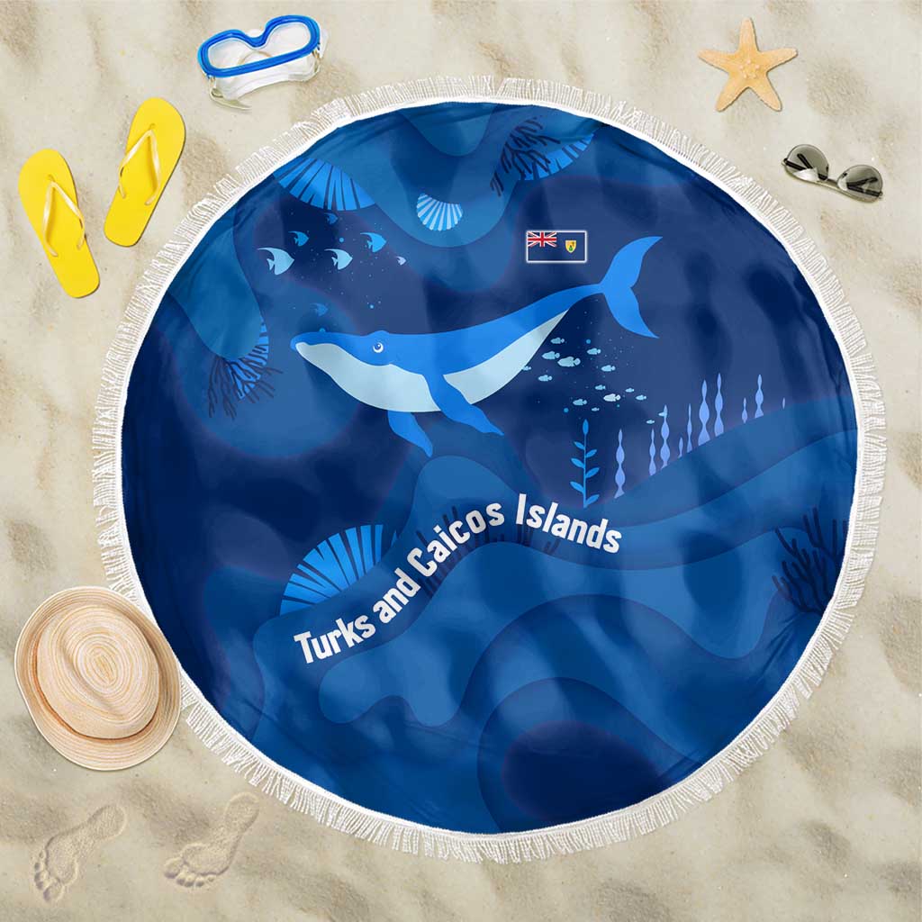 Turks and Caicos Islands Beach Blanket with Blue Ocean Whale and Coral Reef Design - Wonder Print Shop