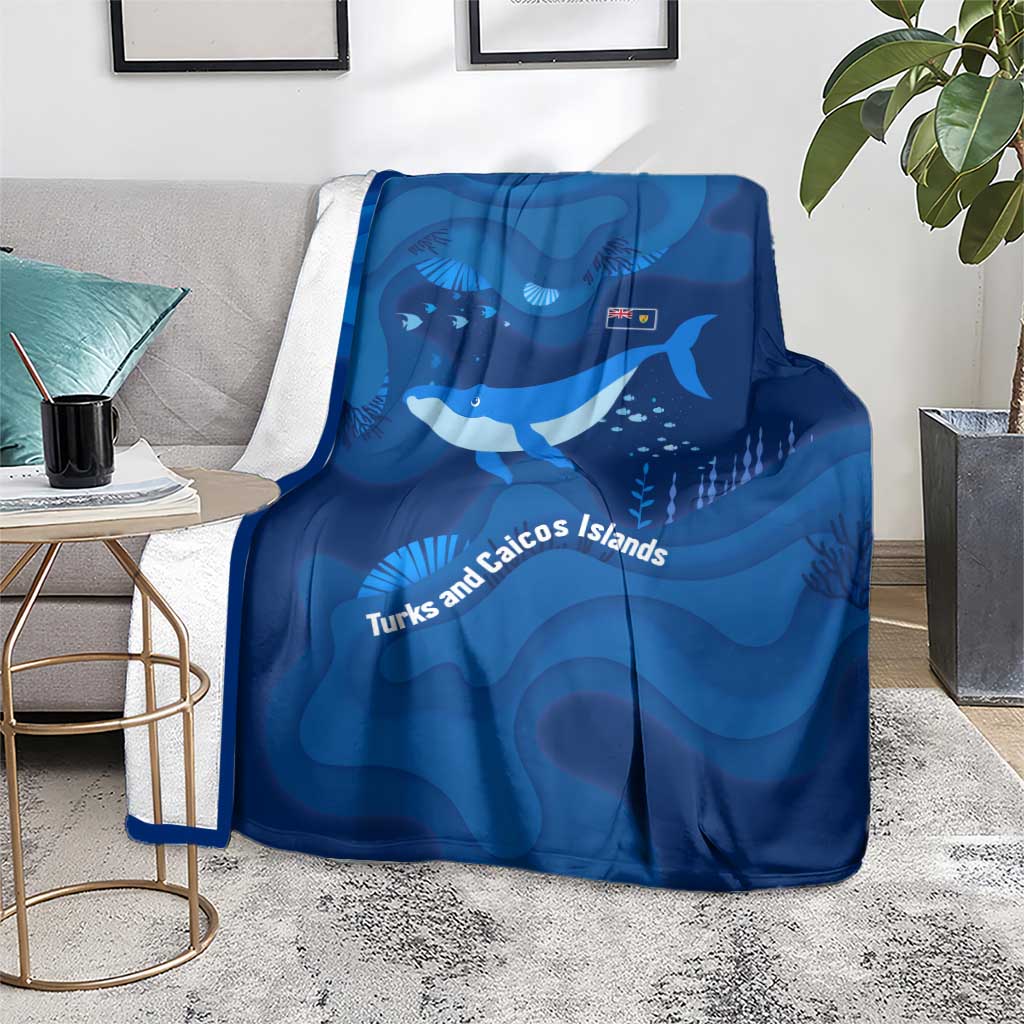 Turks and Caicos Islands Blanket with Blue Ocean Whale and Coral Reef Design - Wonder Print Shop