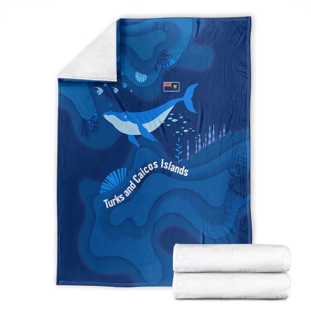 Turks and Caicos Islands Blanket with Blue Ocean Whale and Coral Reef Design - Wonder Print Shop