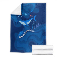Turks and Caicos Islands Blanket with Blue Ocean Whale and Coral Reef Design - Wonder Print Shop