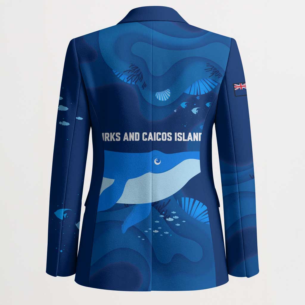 Turks and Caicos Islands Blazer with Blue Ocean Whale and Coral Reef Design - Wonder Print Shop