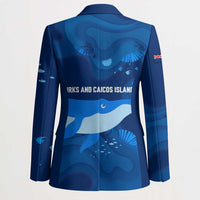 Turks and Caicos Islands Blazer with Blue Ocean Whale and Coral Reef Design - Wonder Print Shop
