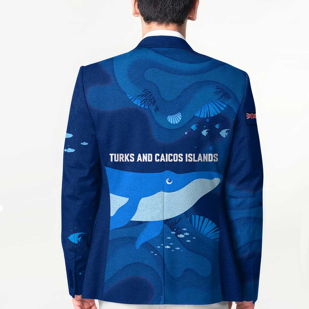 Turks and Caicos Islands Blazer with Blue Ocean Whale and Coral Reef Design - Wonder Print Shop