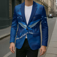 Turks and Caicos Islands Blazer with Blue Ocean Whale and Coral Reef Design - Wonder Print Shop