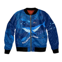 Turks and Caicos Islands Bomber Jacket with Blue Ocean Whale and Coral Reef Design - Wonder Print Shop