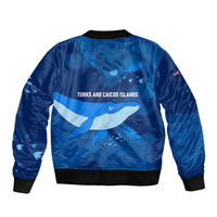Turks and Caicos Islands Bomber Jacket with Blue Ocean Whale and Coral Reef Design - Wonder Print Shop