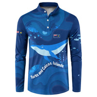 Turks and Caicos Islands Button Sweatshirt with Blue Ocean Whale and Coral Reef Design - Wonder Print Shop