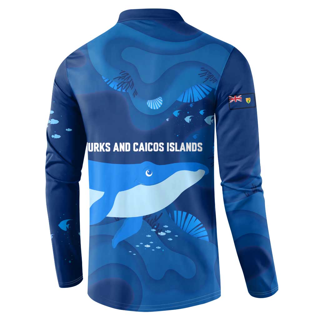 Turks and Caicos Islands Button Sweatshirt with Blue Ocean Whale and Coral Reef Design - Wonder Print Shop