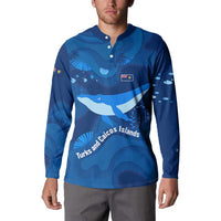Turks and Caicos Islands Button Sweatshirt with Blue Ocean Whale and Coral Reef Design - Wonder Print Shop