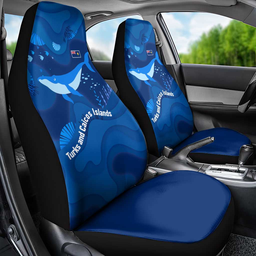 Turks and Caicos Islands Car Seat Cover with Blue Ocean Whale and Coral Reef Design - Wonder Print Shop