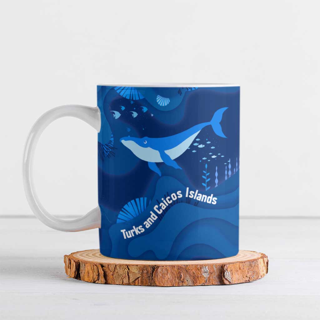 Turks and Caicos Islands Ceramic Mug with Blue Ocean Whale and Coral Reef Design - Wonder Print Shop