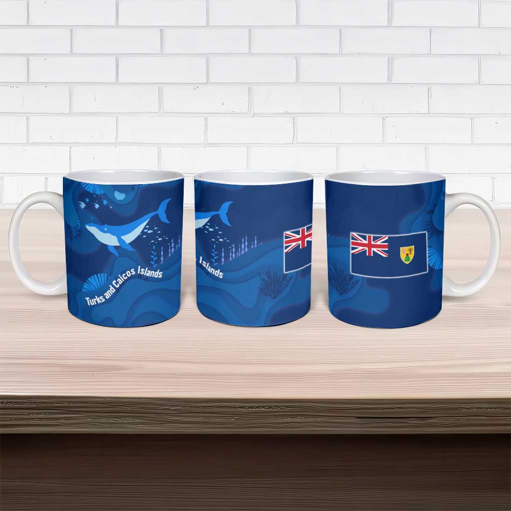 Turks and Caicos Islands Ceramic Mug with Blue Ocean Whale and Coral Reef Design - Wonder Print Shop
