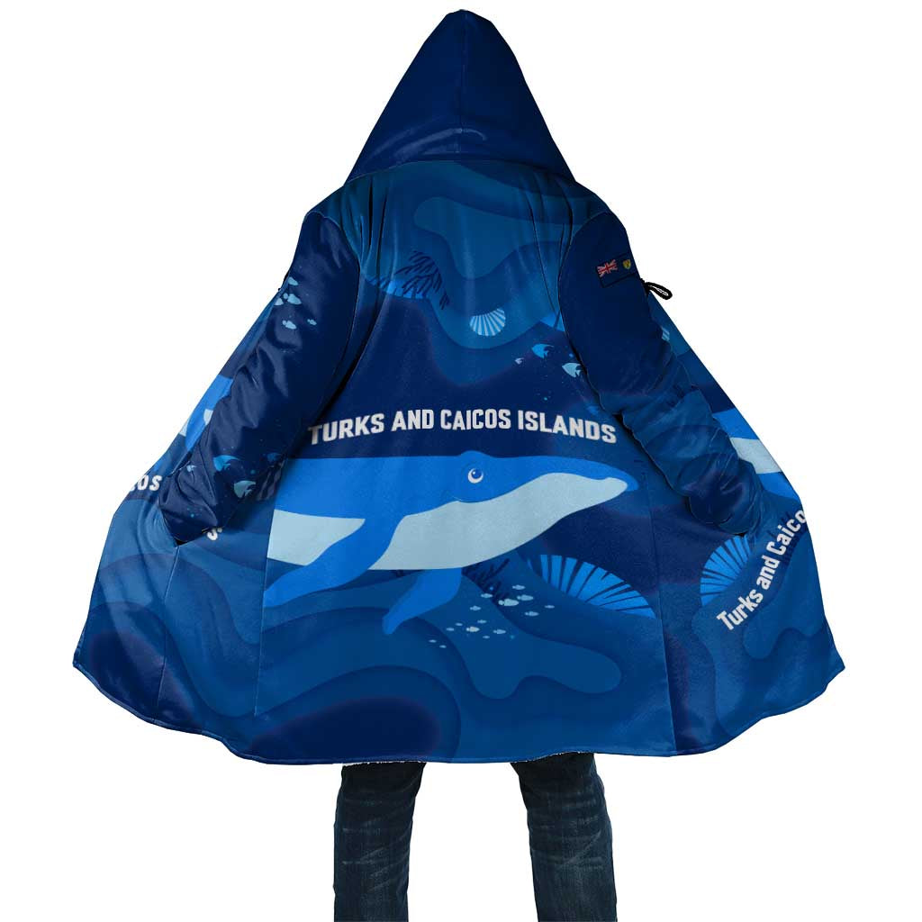 Turks and Caicos Islands Cloak with Blue Ocean Whale and Coral Reef Design - Wonder Print Shop