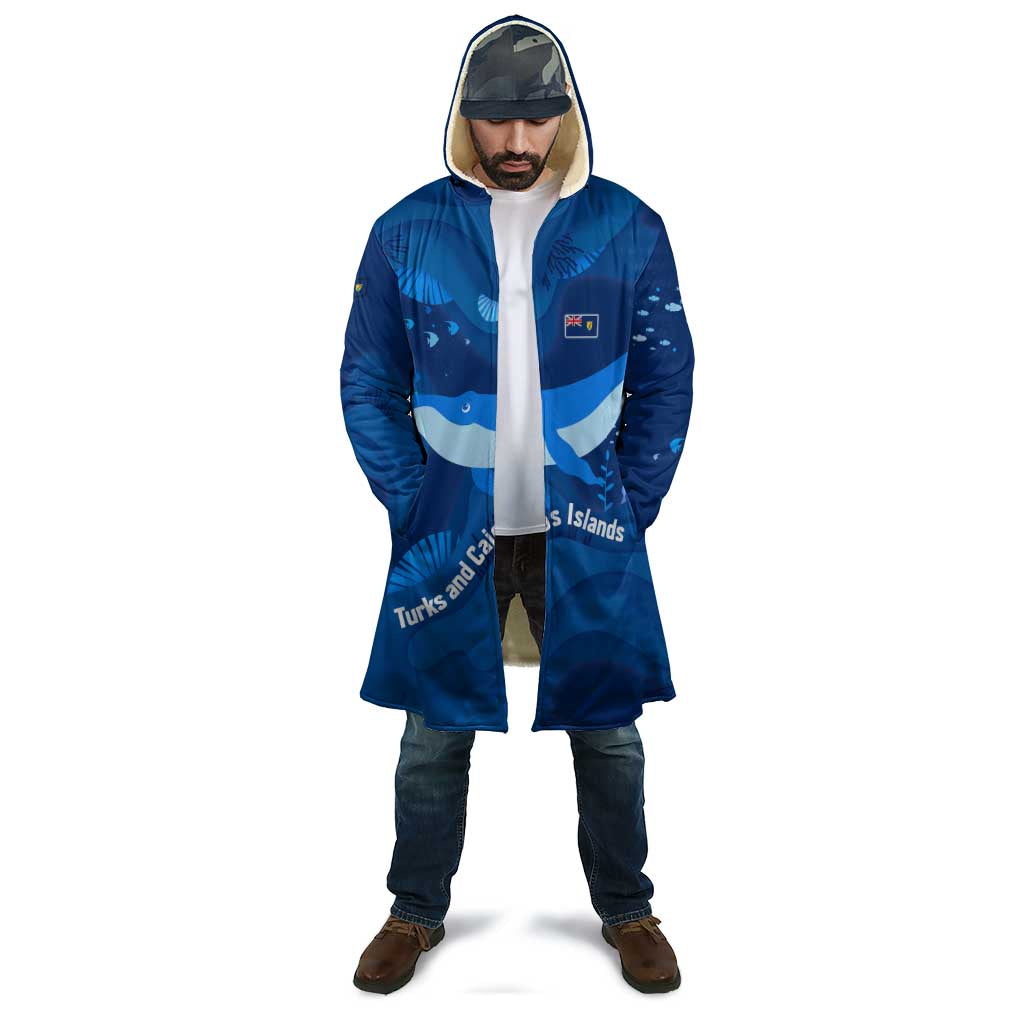 Turks and Caicos Islands Cloak with Blue Ocean Whale and Coral Reef Design - Wonder Print Shop