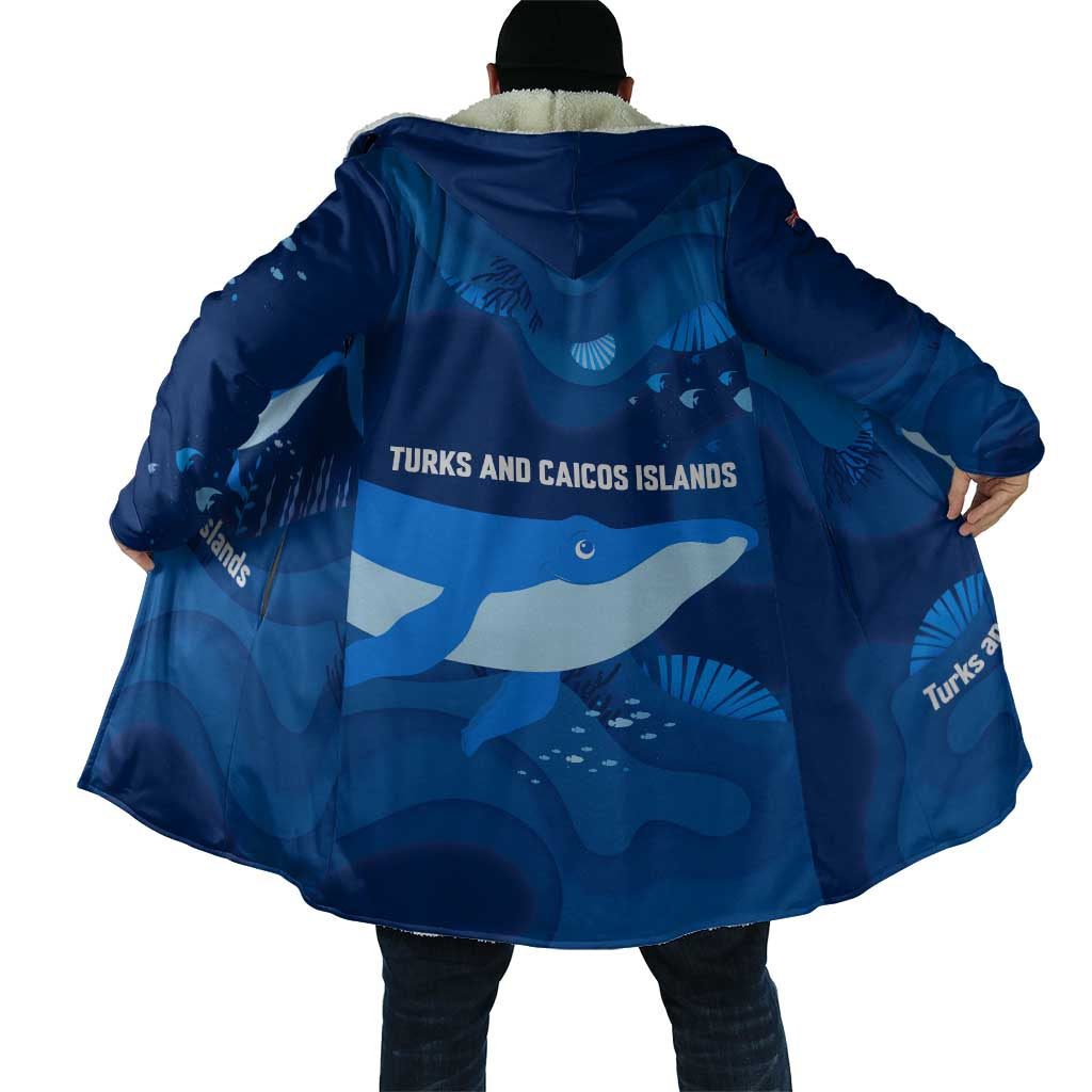 Turks and Caicos Islands Cloak with Blue Ocean Whale and Coral Reef Design - Wonder Print Shop