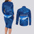 Turks and Caicos Islands Couples Matching Long Sleeve Bodycon Dress and Long Sleeve Button Shirt with Blue Ocean Whale and Coral Reef Design - Wonder Print Shop