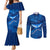 Turks and Caicos Islands Couples Matching Mermaid Dress and Long Sleeve Button Shirt with Blue Ocean Whale and Coral Reef Design - Wonder Print Shop