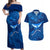 Turks and Caicos Islands Couples Matching Off Shoulder Maxi Dress and Hawaiian Shirt with Blue Ocean Whale and Coral Reef Design - Wonder Print Shop
